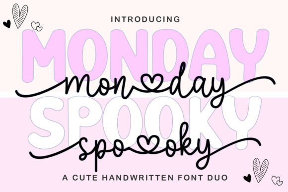 Monday Spooky Script: A Sweet Handwriting Font Duo for Playful Design